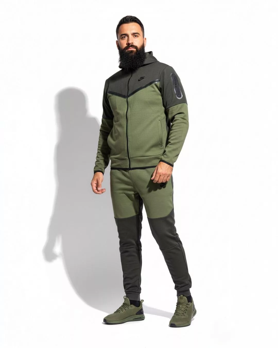 SPORTSWEAR TECH FLEECE muška trenerka sa kapuljačom - maslinasto zelena crna