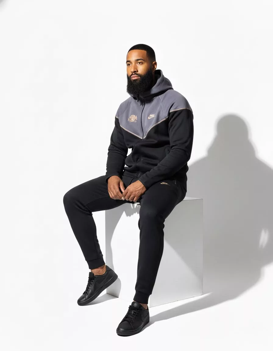 SPORTSWEAR TECH FLEECE muška trenerka sa kapuljačom - crno siva